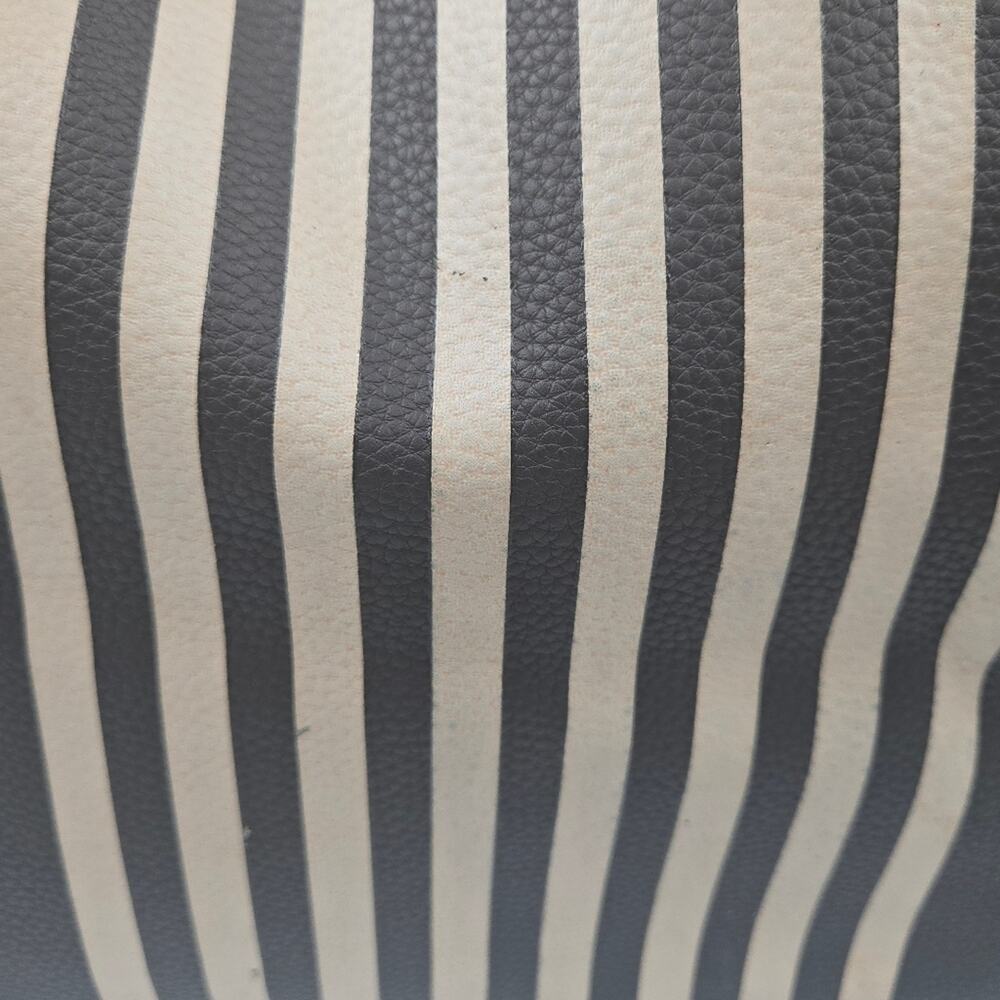 Henri Bendel Vegan Leather Tote Bag Brown & White Striped - Picture 6 of 11